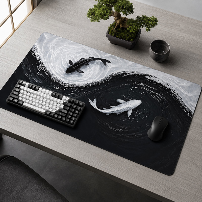 Gaming Mouse Pad Xl - Black White Koi Mouse Pad Gamer